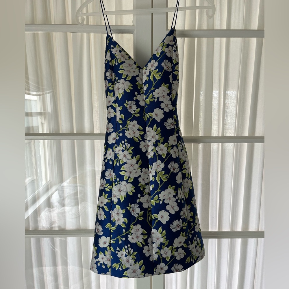 Alice and Olivia Floral Dress in Royal Blue Size 4
